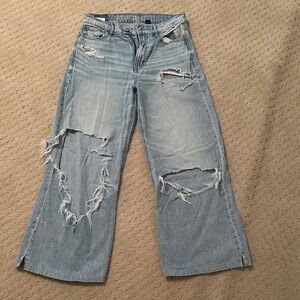 American Eagle Outfitters Light Blue Distressed Flare Jeans